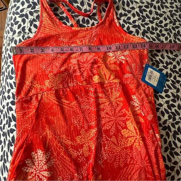 Columbia Orange Floral Omni Shade Peak To Point Knit Stretchy Dress NWOT S/P - Picture 14 of 16